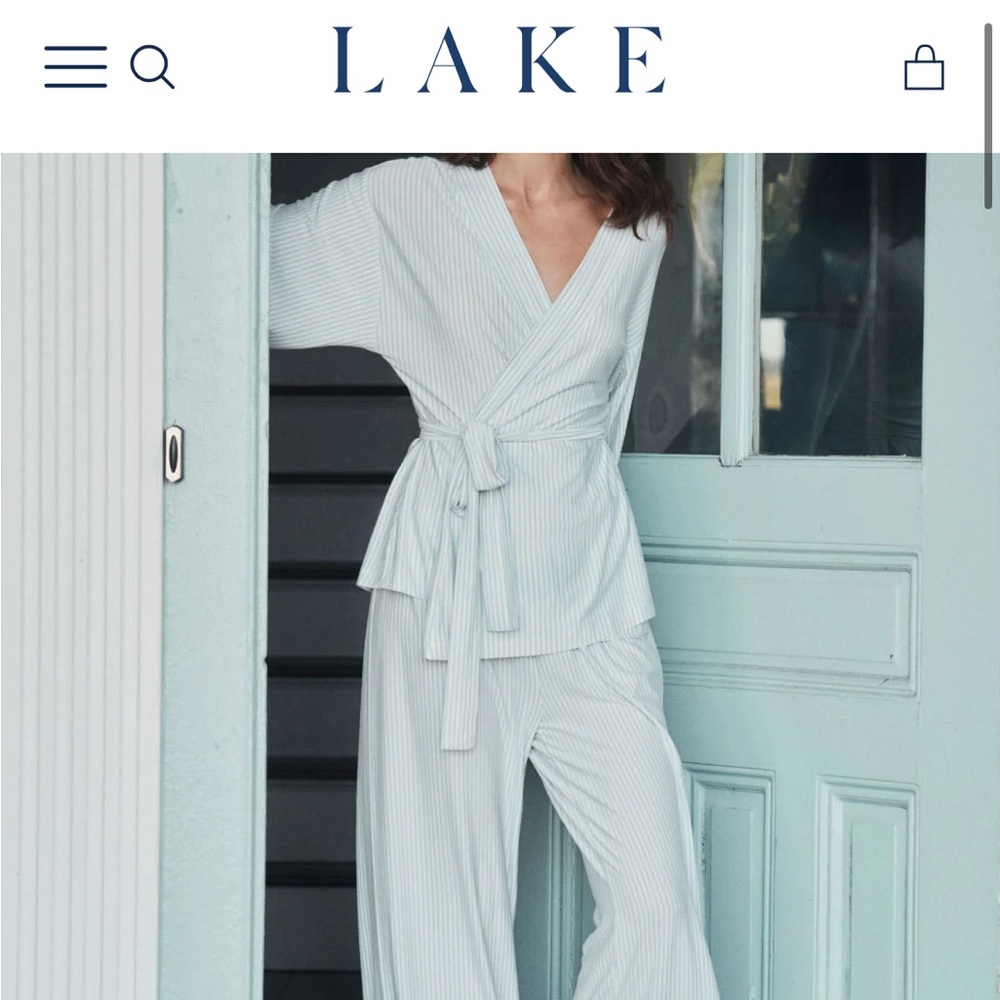 Lake Women's Striped Pajama Set - Light Blue